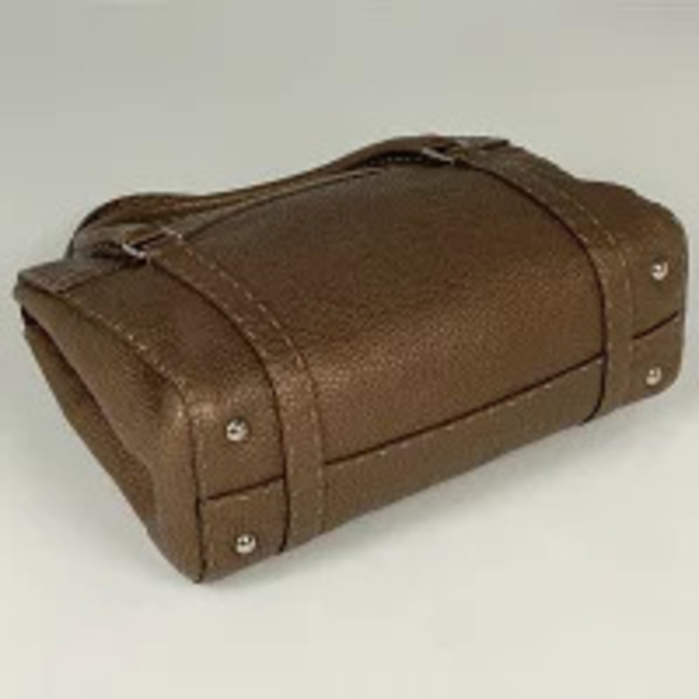 Fendi Tote Selleria Stitch Brown Bag Handbag Leather Brown